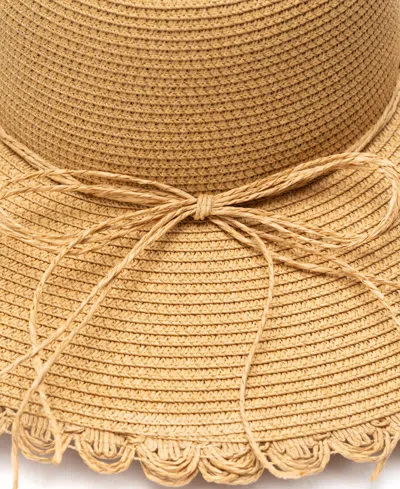 Bcbgeneration Lace Edge Straw Floppy Hat In Brown