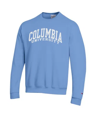 Champion Men's Light Blue Columbia University Basic Arch Fleece Pullover Sweatshirt In Blue
