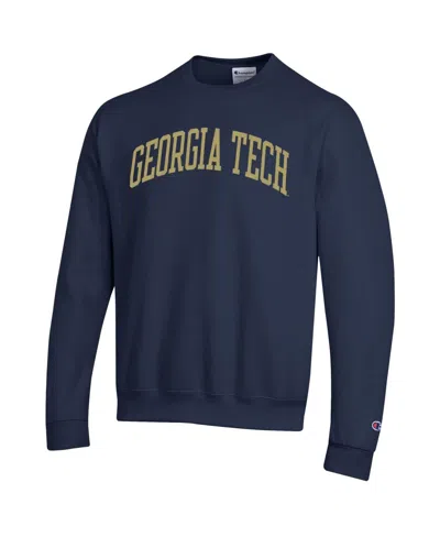 Champion Men's Navy Georgia Tech Yellow Jackets Basic Arch Fleece Pullover Sweatshirt In Blue