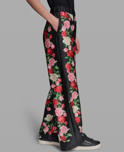 Karl Lagerfeld Womens Printed Pull On Soft Pants In Black