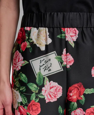 Karl Lagerfeld Womens Printed Pull On Soft Pants In Black