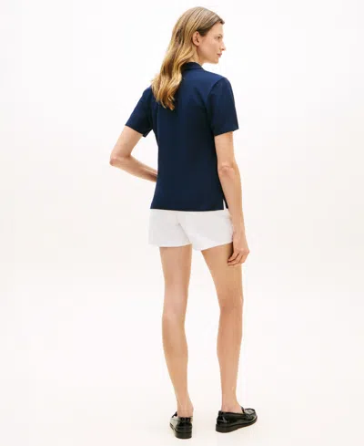 Tommy Hilfiger Slim Fit Script Monogram Stretch Polo In Blue