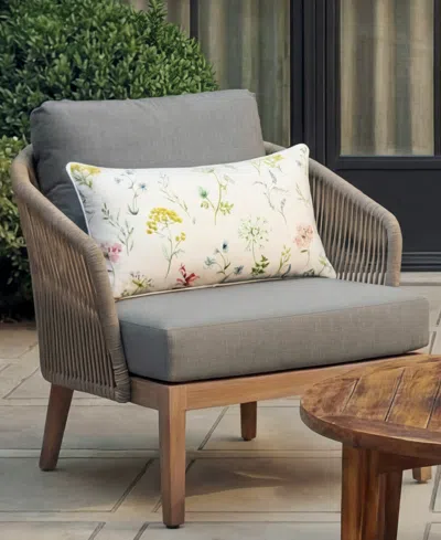 Hunter Designer Rectangular Outdoor Decorative Pillow, 14" X 24" In White