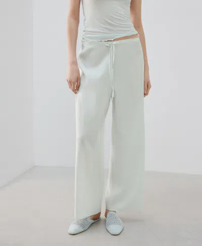 Mango Flowy Pajama Pants In Blue