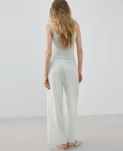 Mango Flowy Pajama Pants In Blue