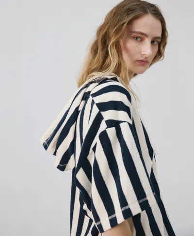 Mango Striped Cotton Terry Sweatshirt In Black