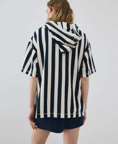 Mango Striped Cotton Terry Sweatshirt In Black