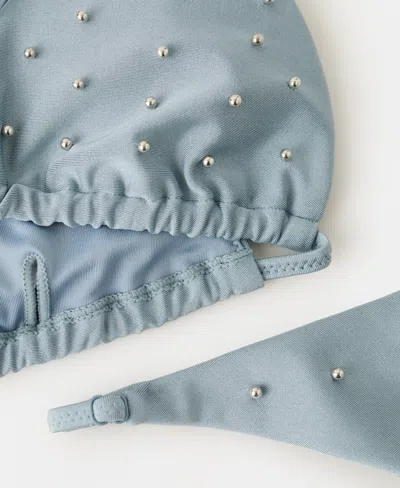 Mango Beaded Triangle Bikini Top In Gray