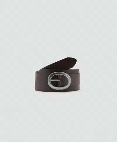 Mango Obi Leather Belt In Brown