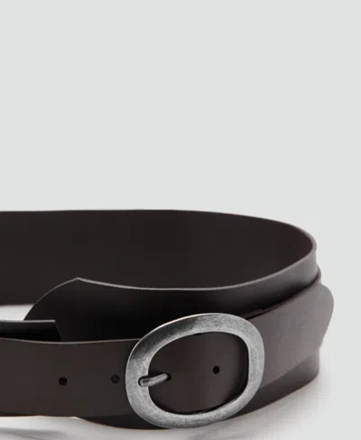 Mango Obi Leather Belt In Brown