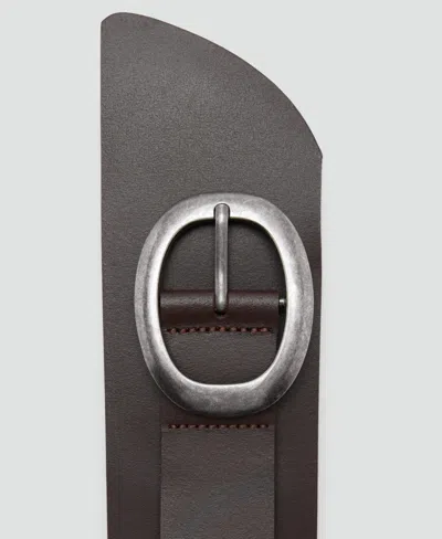 Mango Obi Leather Belt In Brown