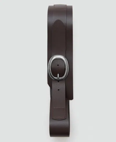 Mango Obi Leather Belt In Brown
