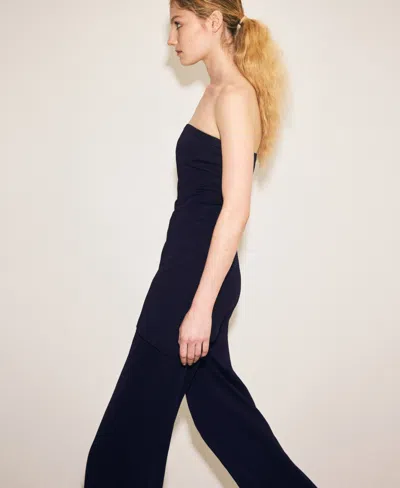 Mango Asymmetrical Fine-knit Top In Blue