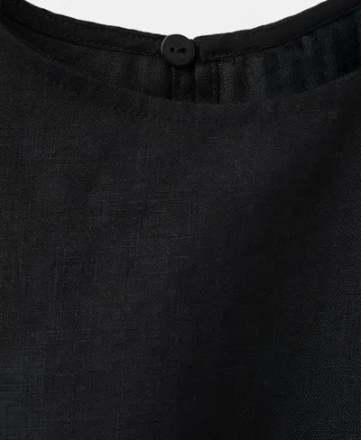Mango Linen Top With Bows In Black