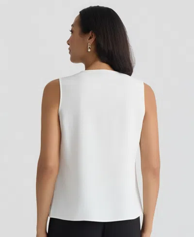 Kasper Ruffle Front Georgette Top In White