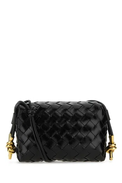 Bottega Veneta Mini Knot Detail Intrecciato Leather Crossbody Bag In Black