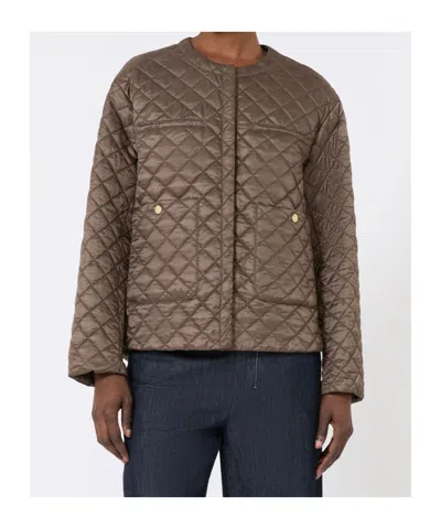 Max Mara Quilted Jacket In Brown