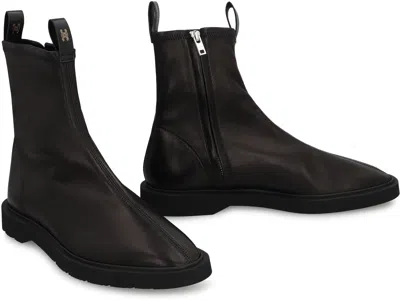 Celine Flow Zipped Boot In Stretch Lambskin In Brown