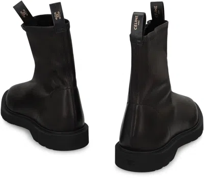 Celine Flow Zipped Boot In Stretch Lambskin In Brown