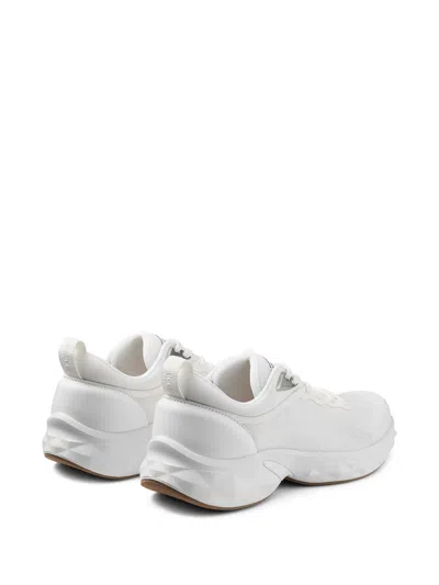 Jimmy Choo Diamond Run Leather Mesh Sneakers Pull Tab In White
