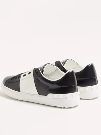 Valentino Garavani Open Leather Sneakers With Contrast Band And Stud Details Shoes In Black