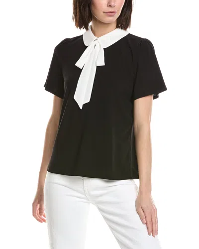 Cece Short Sleeve Collared Blouse In Black