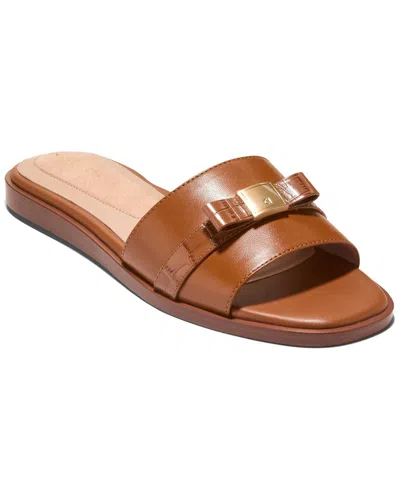 Cole Haan Go-to Emalia Slide Bow Leather Sandal In Brown