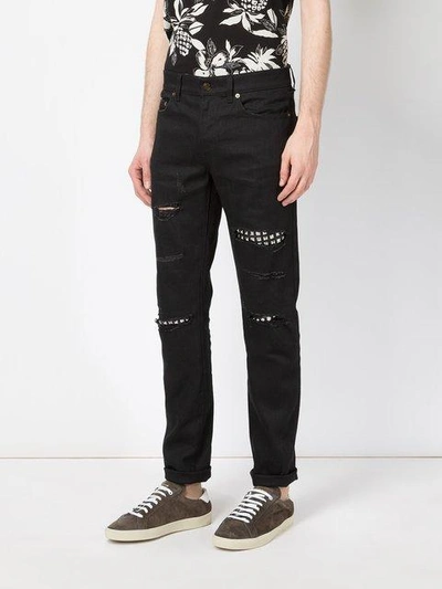Saint Laurent Black Studded Low Waisted Skinny Jeans