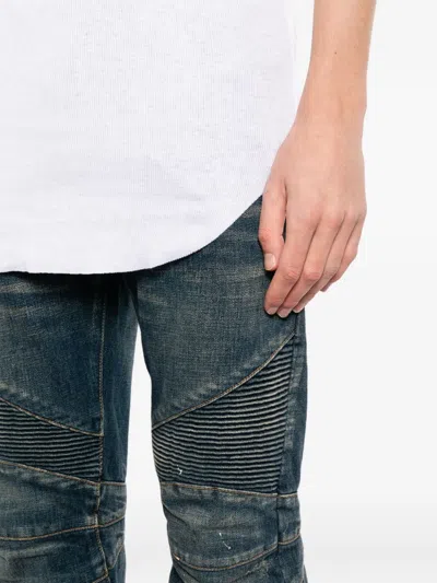 Balmain Biker Distressed Jeans In Multi