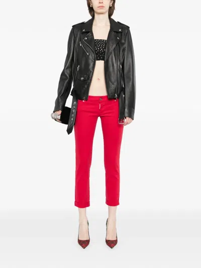 Dsquared2 Logo-tag Jeans In Red
