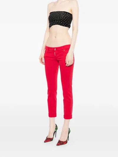 Dsquared2 Logo-tag Jeans In Red