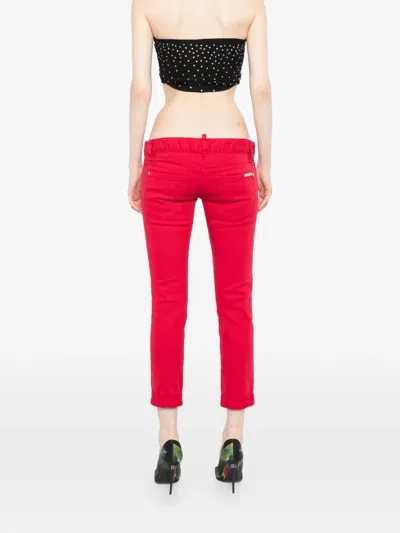 Dsquared2 Logo-tag Jeans In Red
