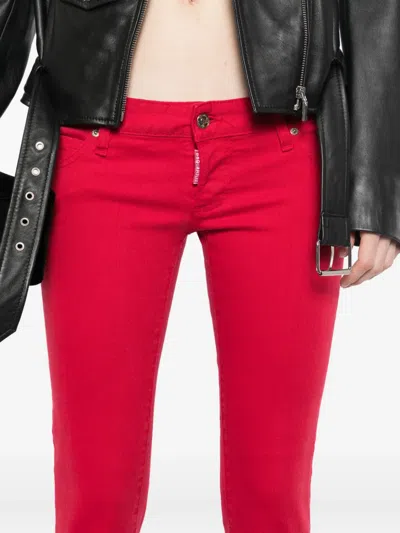 Dsquared2 Logo-tag Jeans In Red