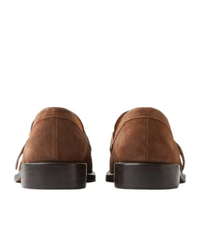 Versace Loafers With Gold Buckle In Brown