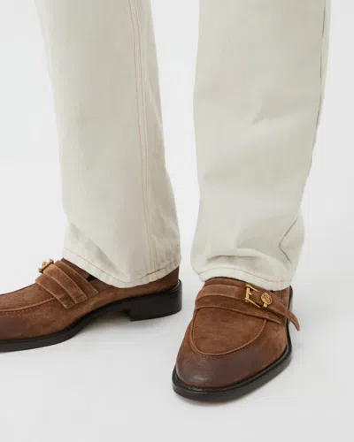 Versace Loafers With Gold Buckle In Brown