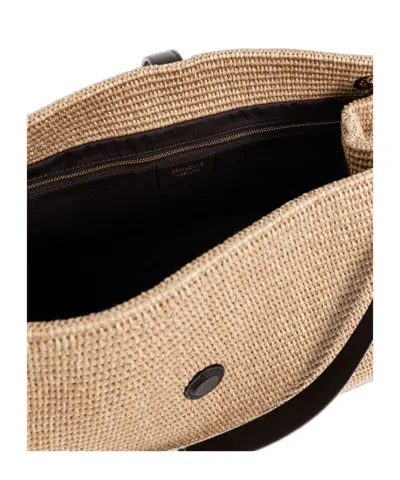 Ferragamo Medium Raffia Shoulder Bag In Neutral