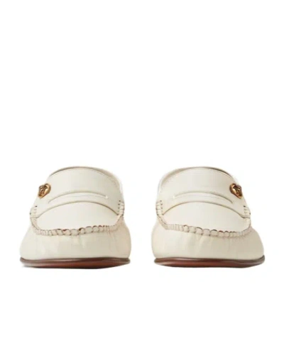 Versace Guanto Leather Loafers In White