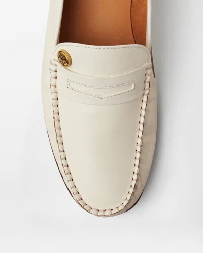 Versace Guanto Leather Loafers In White