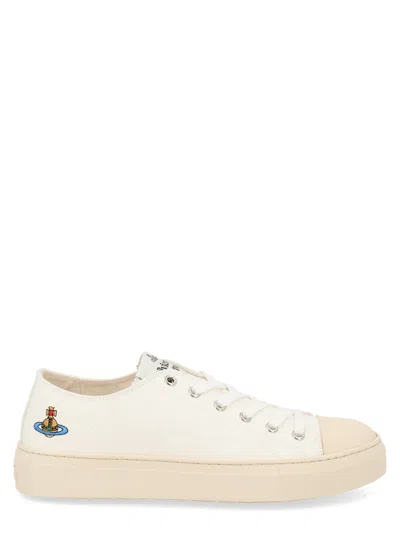 Vivienne Westwood Canvas Low-top Logo Rubber Sneakers In White