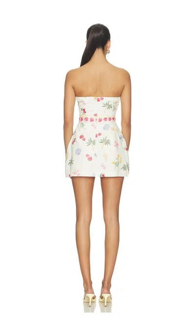 Amanda Uprichard Bethany Strapless Linen Blend Romper In White