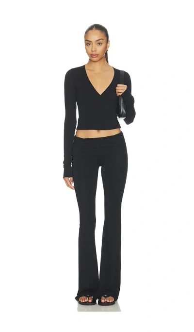 Éterne Foldover Jersey Flared Pants In Black