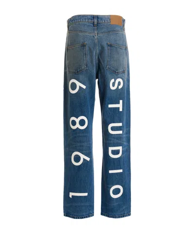 1989 Studio Logo Print Jeans In Blue