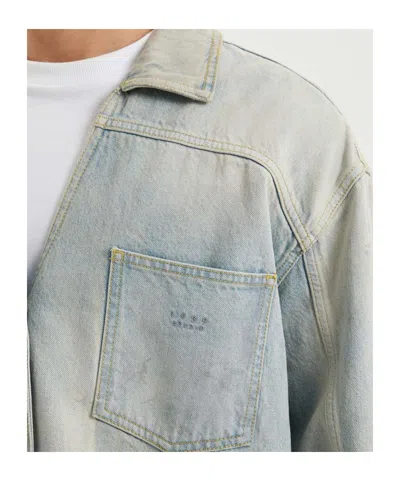 1989 Studio Denim Overshirt With Chest Pocket And Faded Wash In Gray