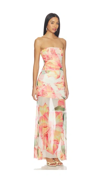 Amanda Uprichard Leo Floral Ruched Strapless Maxi Dress In Multi
