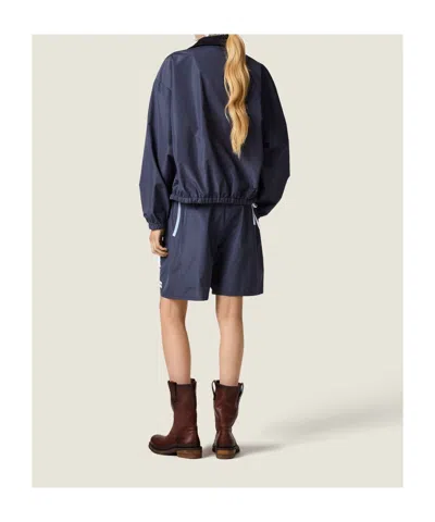 Miu Miu Technical Fabric Blouson Jacket In Blue