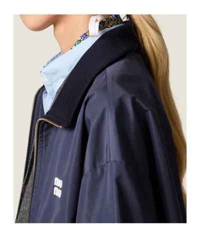 Miu Miu Technical Fabric Blouson Jacket In Blue