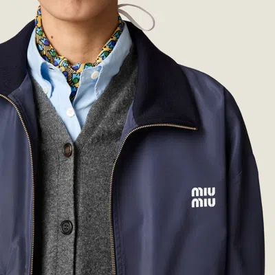 Miu Miu Technical Fabric Blouson Jacket In Blue