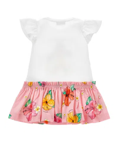Monnalisa Moana-print Ruffled Dress In White