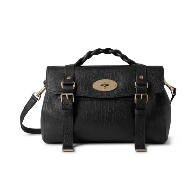 Mulberry Black Leather Mini Alexa Heavy Grain Top Handle Bag