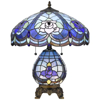 Cal Lighting Calighting Tiffany Table Lamp In Blue